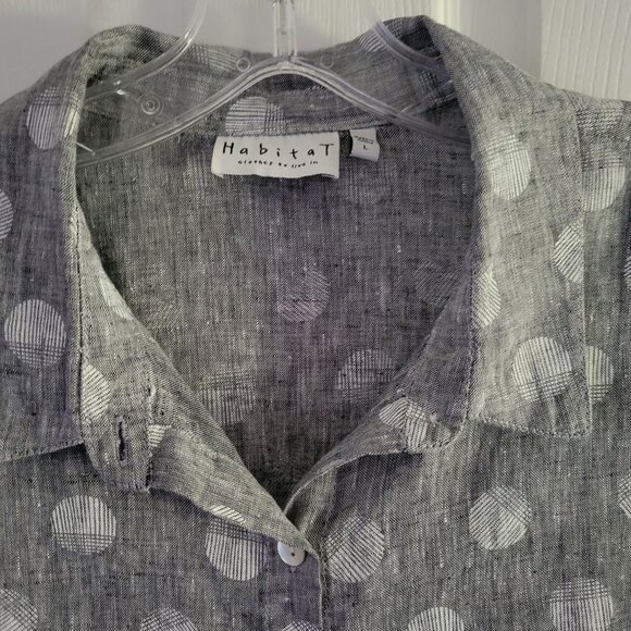 Habitat Grey and White Dotted 100% Linen Shirt Size Large - Picture 3 of 7